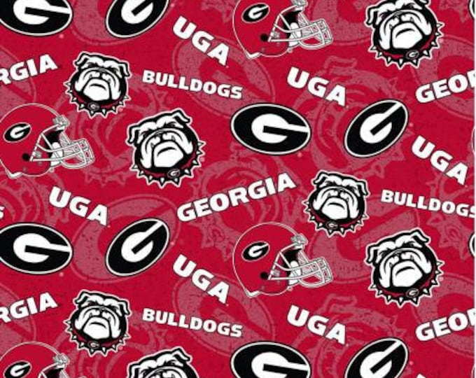 University of Georgia UGA Bulldogs NCAA Tone on Tone Fabric 100% Cotton Officially Licensed