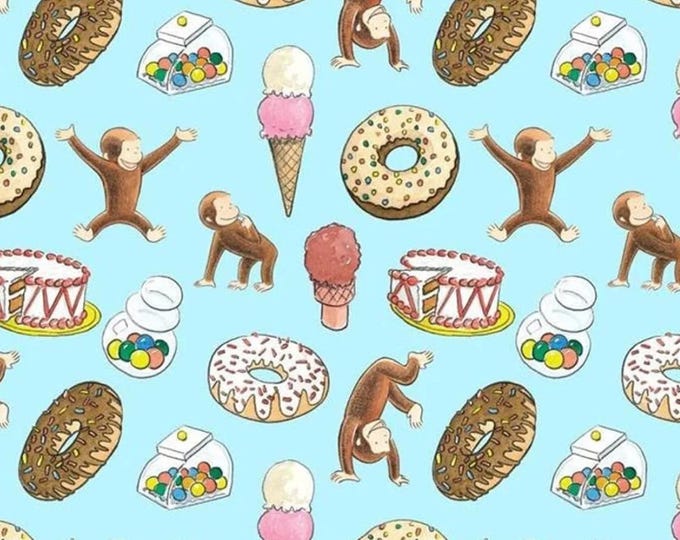 Curious George Party Toss Springs Creative Cotton Fabric 100% Cotton Ships in 1 Business Day Officially Licensed