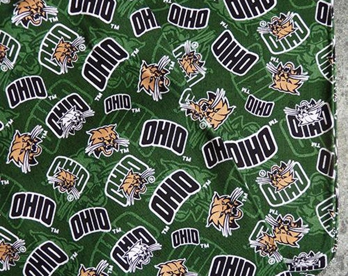 Ohio University tone on tone Bobcats Fabric 100% Cotton Officially Licensed