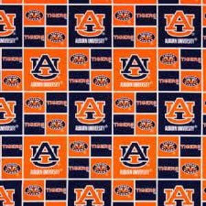 Auburn Tigers Geometric Block Fabric 100% Cotton Officially Licensed