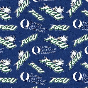 Florida Gulf Coast University FGCU Fabric 100% Cotton Tone on Tone Officially Licensed
