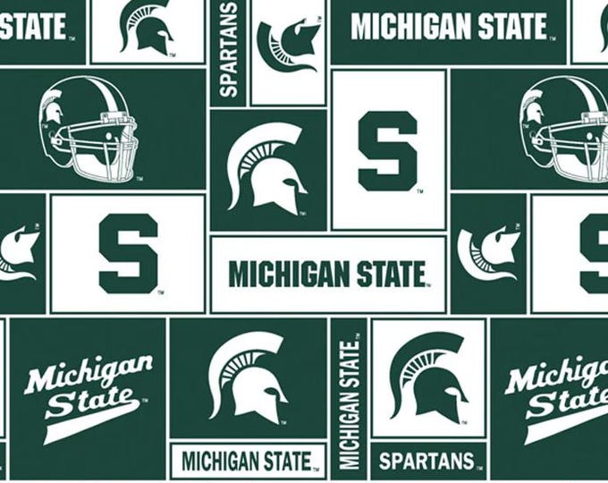 Michigan State Spartans  Licensed FLEECE fabric. See Description for actual measurements available. Officially Licensed