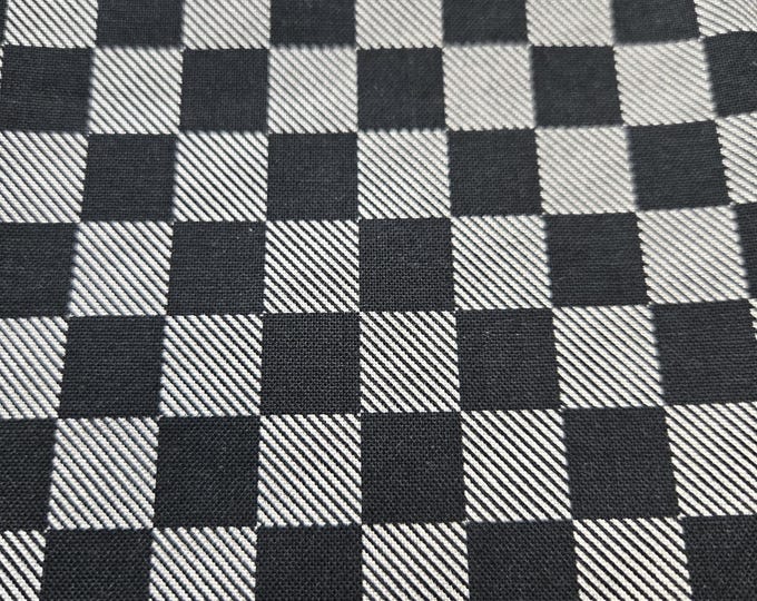 Black and Grey Checker Cotton Fabric 100% Cotton