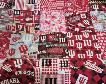 Indiana Hoosiers IU 100% Cotton Fabric Officially Licensed Cheater Quilt