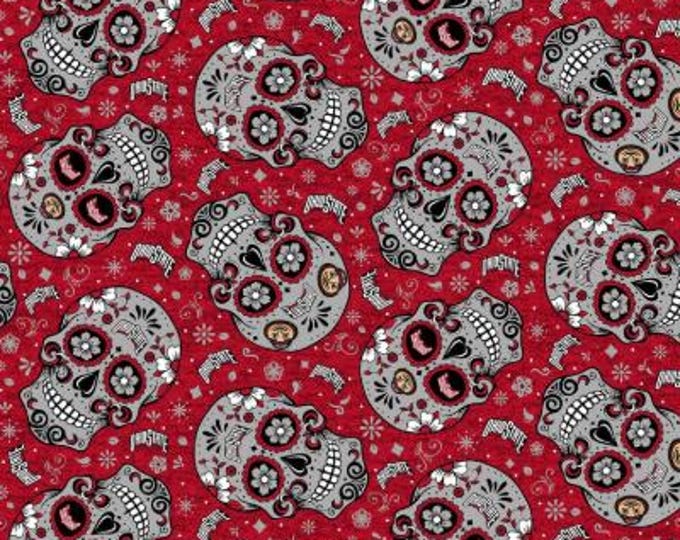 OSU Sugar Skulls Cotton Fabric Ohio State University Buckeyes 100% Cotton Officially Licensed