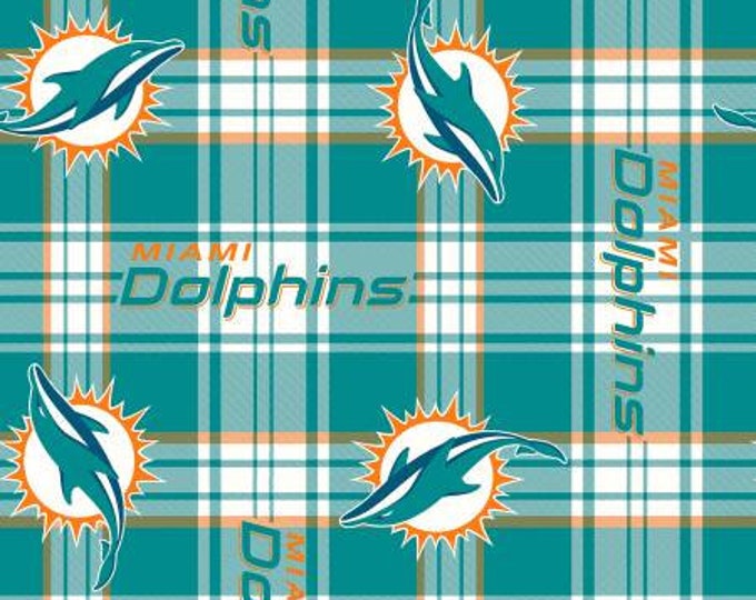 Miami Dolphins NFL Licensed FLEECE fabric. See Description for actual measurements available.