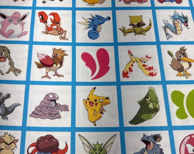 Pokemon Cotton Fabric 100% Cotton Licensed Officially Licensed
