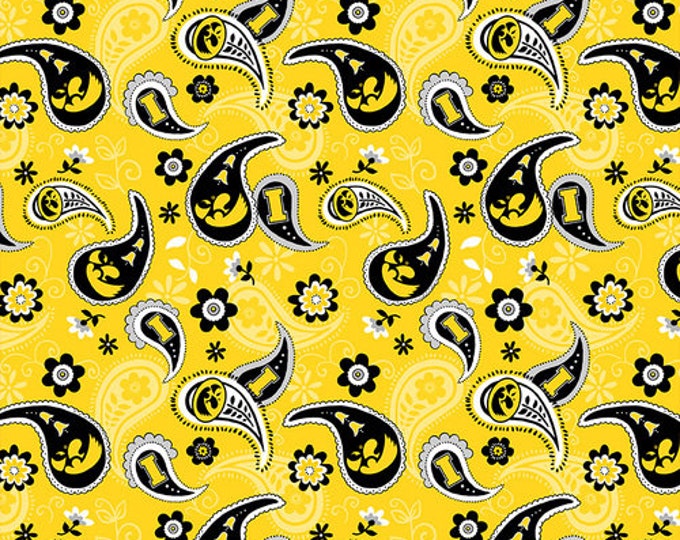 University of Iowa Hawkeyes Paisley fabric Fabric 100% Cotton Officially Licensed