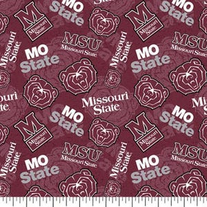 Missouri State MO State Bears 100% Cotton Fabric Officially Licensed