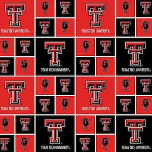 Texas Tech University Red Raiders cotton Fabric 100% Cotton Officially Licensed