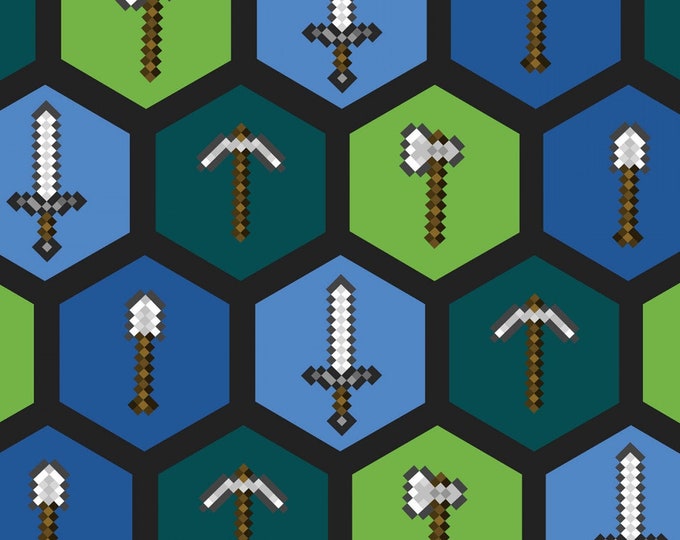 Mojang Multicolored Minecraft Tools Cotton Fabric Officially Licensed