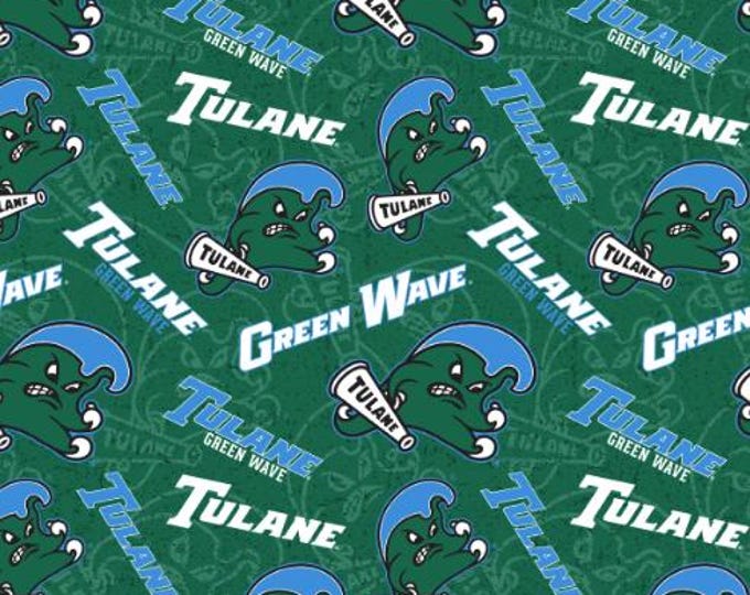 Tulane University Green Wave cotton fabric 100% Cotton Officially Licensed