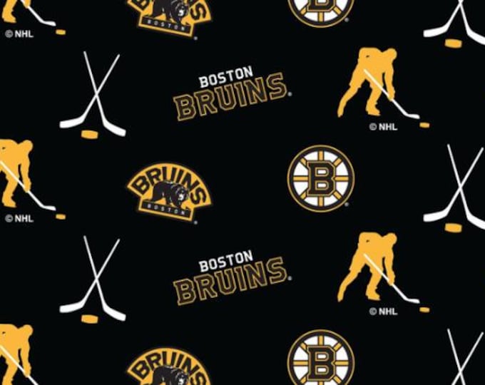 Boston Bruins Licensed FLEECE fabric.  See Description for actual measurements available. Officially Licensed