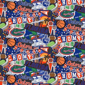 Florida Gators Doodle Fabric 100% Cotton University of Florida Officially Licensed
