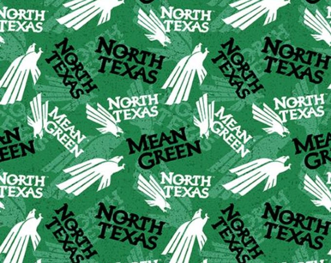 North Texas Fabric 100% Cotton  North Texas Mean Green Tone on Tone Officially Licensed