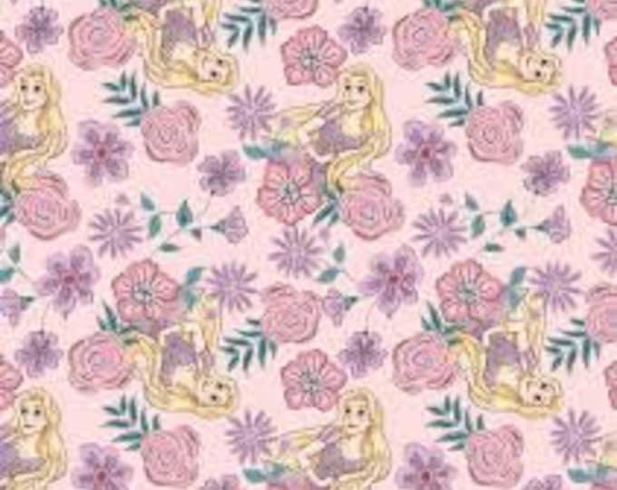Disney repunzel floral flowers cotton Fabric 100% Cotton Officially Licensed