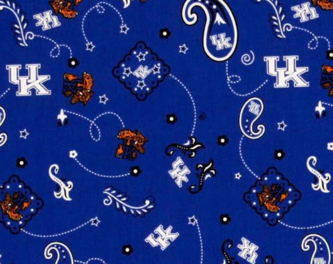 University of Kentucky Wildcats Cotton Fabric 100% Cotton Bandana Officially Licensed