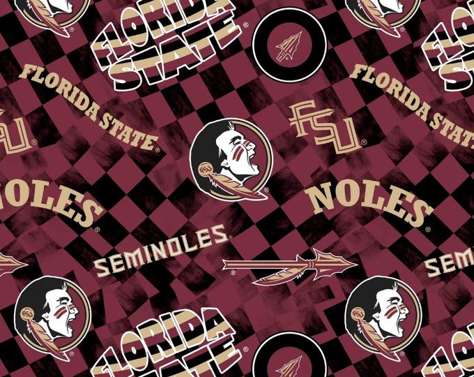 Florida State Seminoles FSU Check allover 100% Cotton Officially Licensed