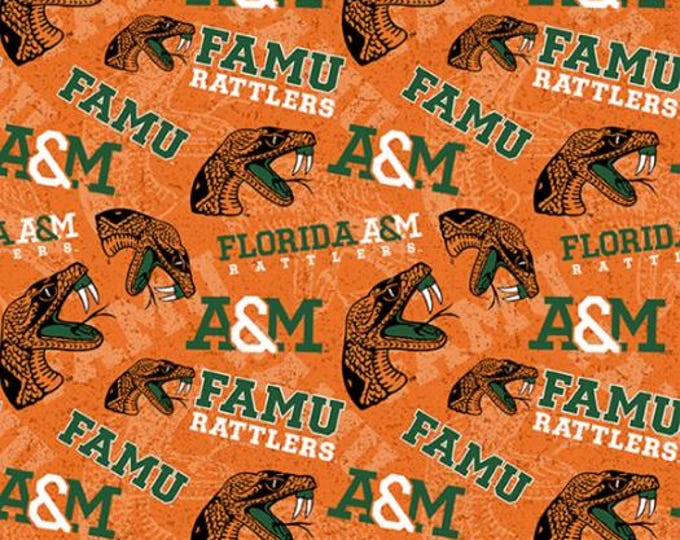 Florida A&M Rattlers FAMU Fabric 100% Cotton Officially Licensed
