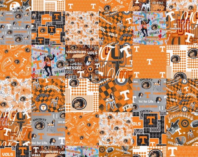 Tennessee Volunteers 100% Cotton Fabric Officially Licensed Cheater Quilt