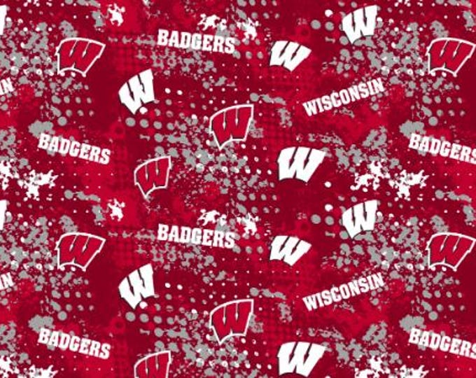 Wisconsin Badgers NEW Splatter 100% Cotton Officially Licensed