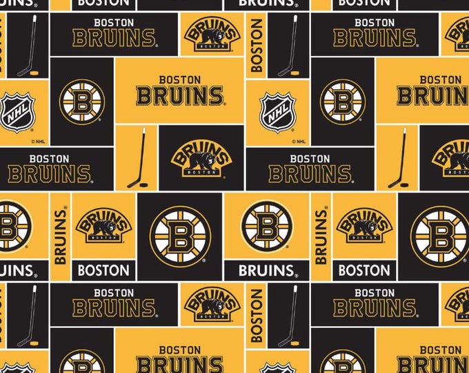 Boston Bruins Licensed FLEECE fabric.  See Description for actual measurements available. Officially Licensed