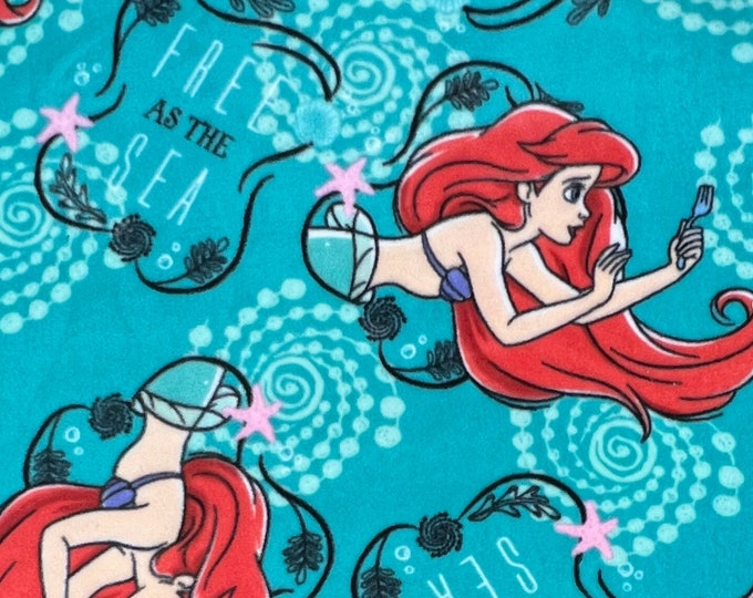 The Little Mermaid Ariel  Licensed FLEECE fabric. Officially Licensed