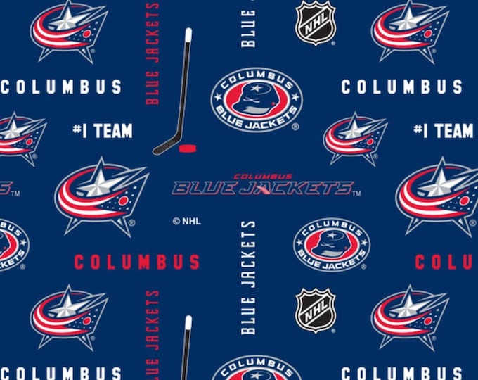Columbus Blue Jackets Cbj Fleece Fabric. See Description For Actual Measurements Available.