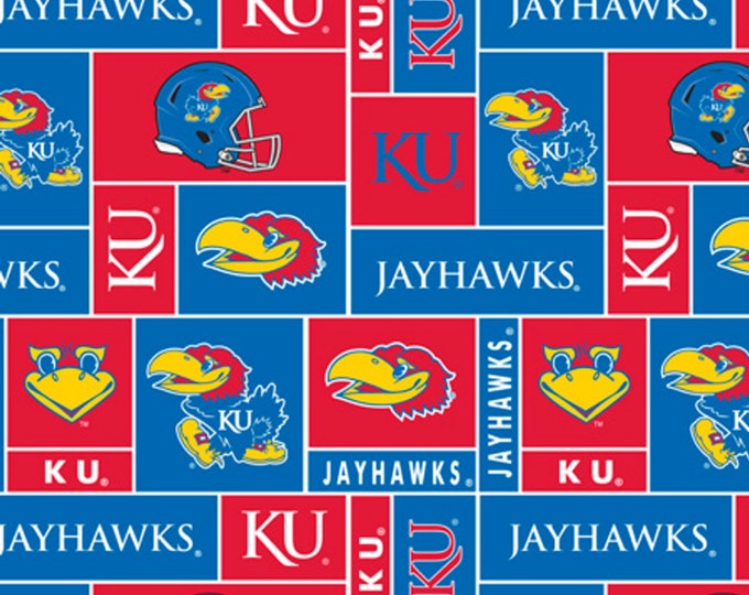 Kansas University Jayhawks Licensed FLEECE fabric. See Description for measurements available.