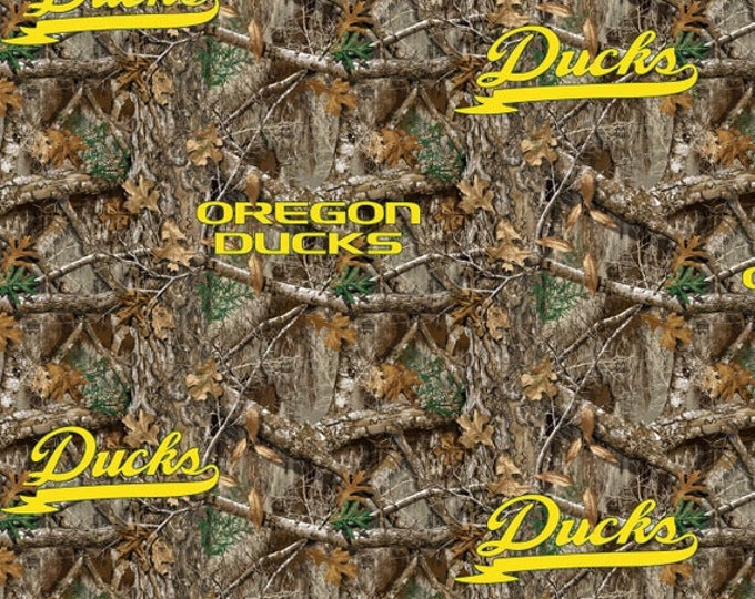 Oregon Ducks Real Tree Fabric 100% Cotton Officially Licensed
