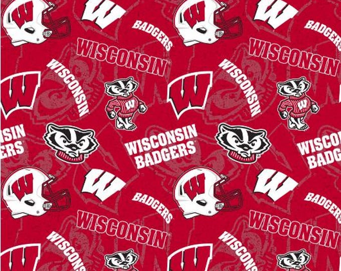 Wisconsin Badgers Tone on Tone 100% Cotton Fabric Officially Licensed