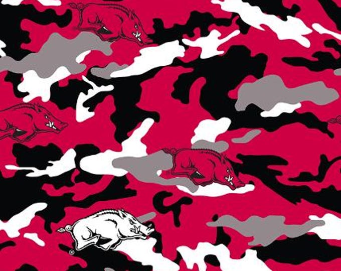 University of Arkansas Licensed FLEECE fabric. See Description for actual measurements available. CAMO Officially Licensed