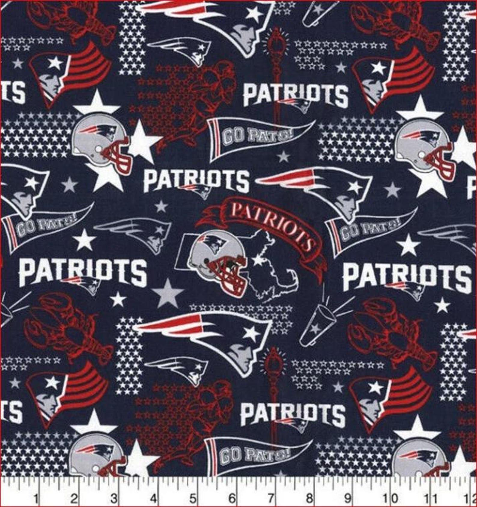 New England Patriots Lobster Cotton Fabric 100 Cotton Etsy
