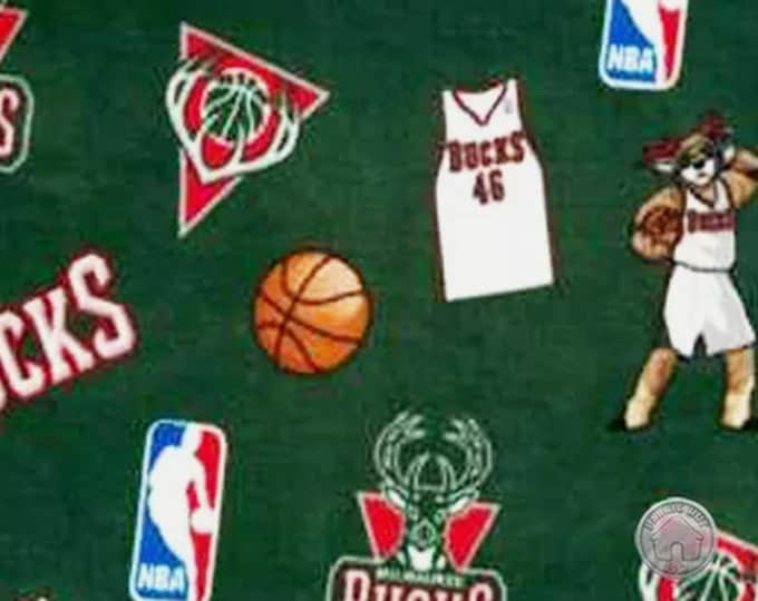 Milwaukee Bucks Licensed FLEECE fabric. See Description for actual measurements available. Officially Licensed