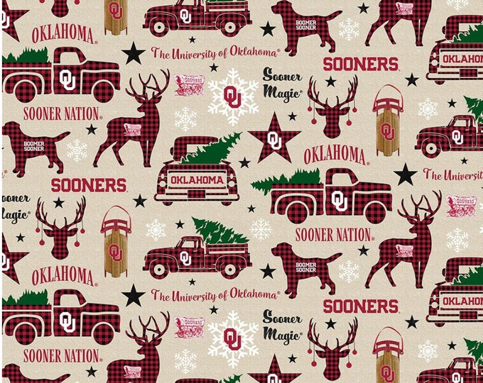 Oklahoma Sooners Christmas 100% Cotton Officially Licensed