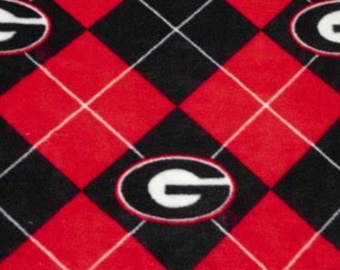 Georgia Bulldogs Licensed FLEECE fabric Argyle Officially Licensed
