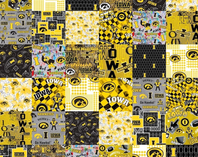 University of Iowa Hawkeyes 100% Cotton Fabric Officially Licensed Cheater Quilt