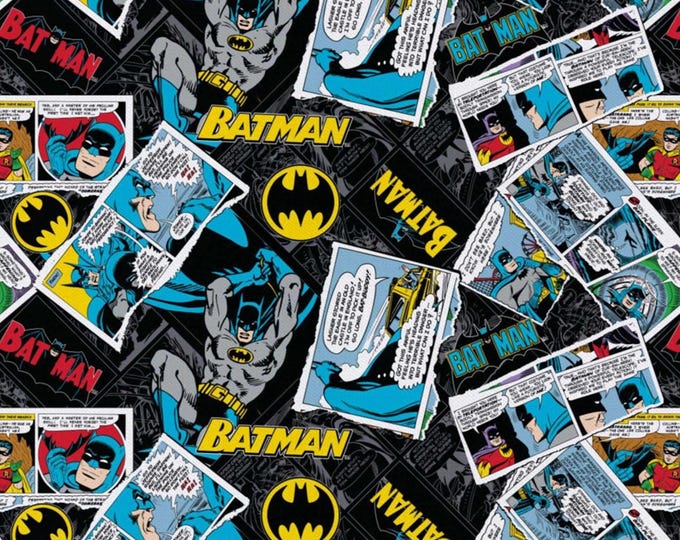 Batman Collage Licensed Cotton Fabric 100% Cotton Officially Licensed