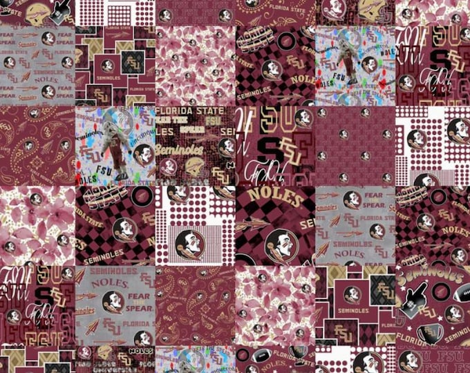 Florida State Seminoles 100% Cotton Fabric Officially Licensed Cheater Quilt