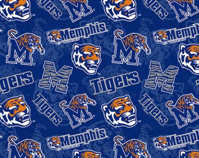 Memphis Tigers Fabric 100% Cotton Tone on Tone Officially Licensed