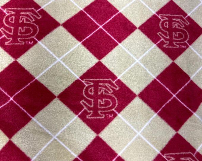 Florida State Seminoles Licensed FLEECE fabric Argyle Officially Licensed