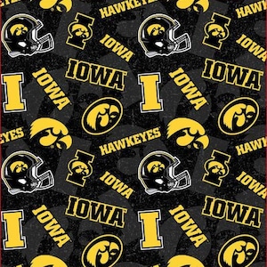 University of Iowa Hawkeyes Fabric 100% Cotton   Tone on Tone Officially Licensed