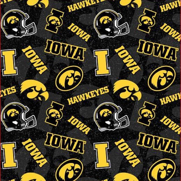 University of Iowa Hawkeyes Fabric 100% Cotton   Tone on Tone Officially Licensed