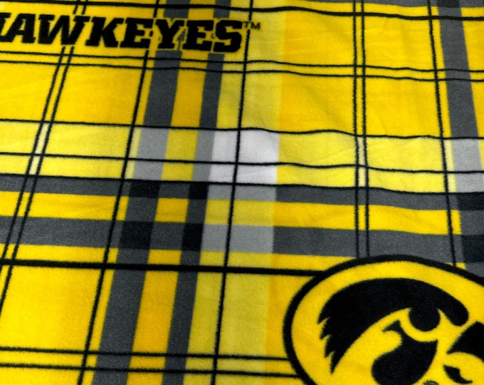Iowa Hawkeyes Licensed FLEECE fabric Preppy Plaid Officially Licensed