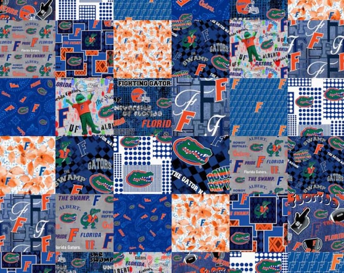 Florida Gators 100% Cotton Fabric Officially Licensed Cheater Quilt