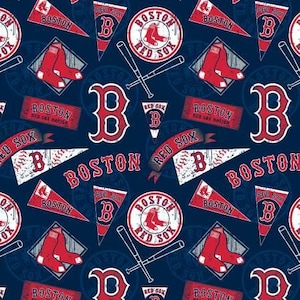Boston Red Sox Baseball Fabric 100% Cotton MLB Licensed Fabric Traditions Brand Officially Licensed