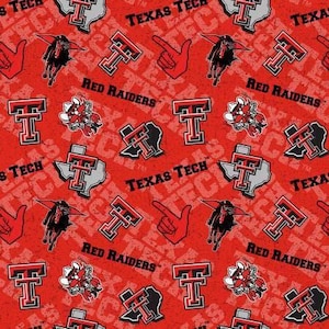 Texas Tech University Red Raiders cotton Fabric 100% Cotton Tone on Tone Officially Licensed