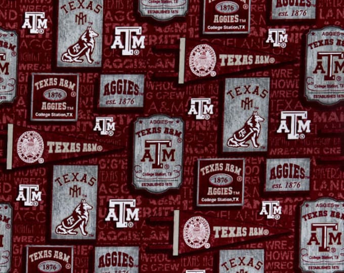 Texas A&M University cotton pennant Fabric 100% Cotton Aggies Officially Licensed
