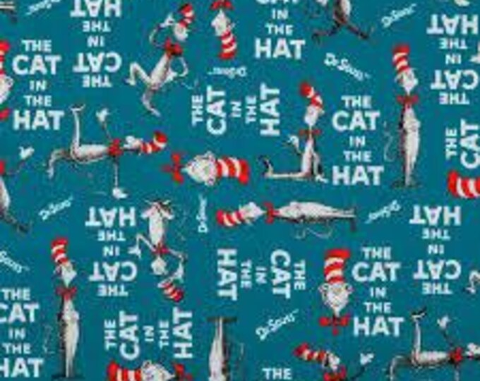 Dr. Seuss Cat in the hat cotton Fabric 100% Cotton  Ships in 1 Business Day Officially Licensed