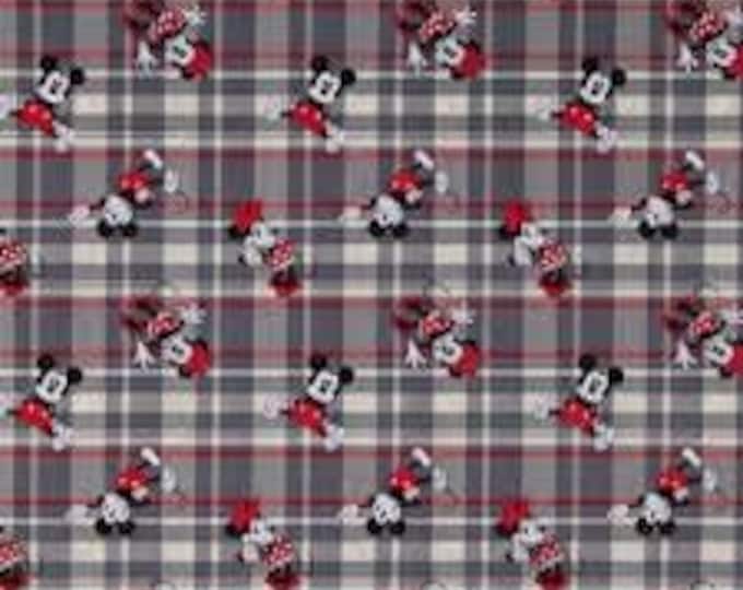Mickey Minnie plaid Cotton Fabric 100% Cotton  Ships in 1 Business Day Officially Licensed